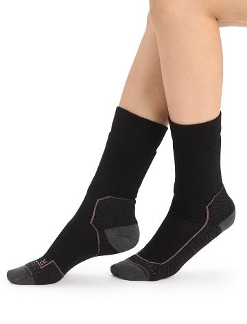 Dámské Ponožky Icebreaker Merino Hike+ Medium Crew Černé | CZ 1515OKIR